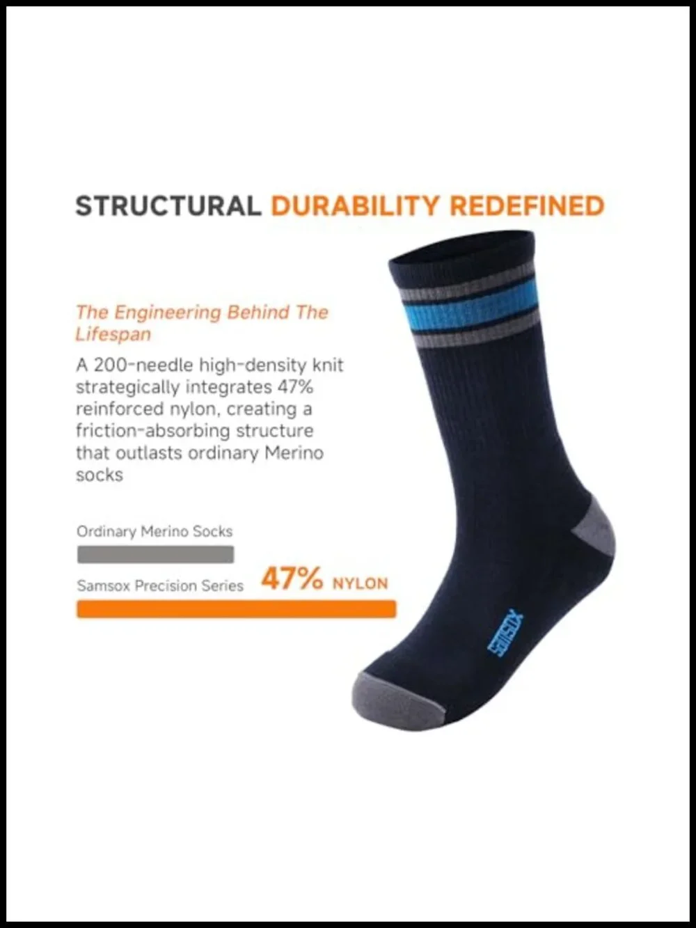 Merino Wool Hiking Socks 200 Needle Knit Moisture Wicking Anti Blister Men's